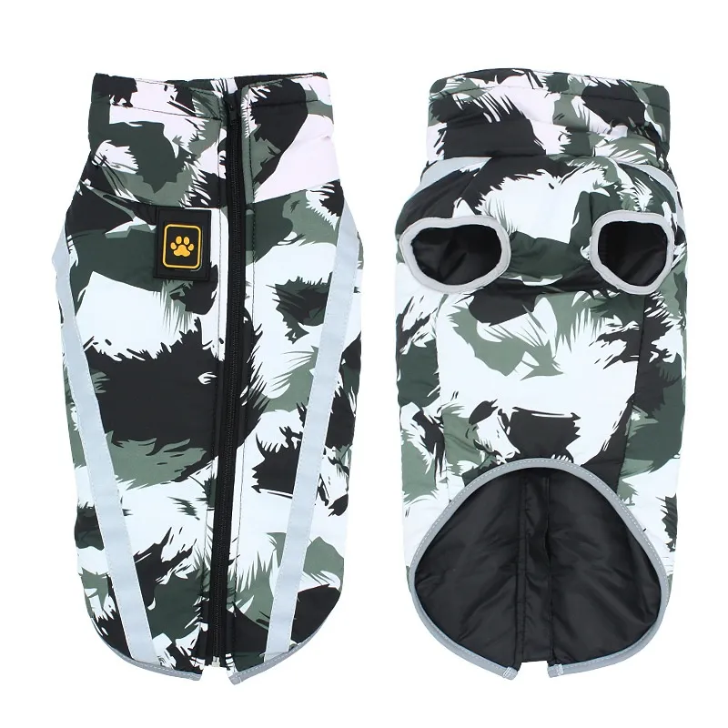 Dog Reflective Warm Shell Jacket Thick - Graffiti Black And White
