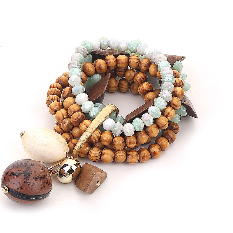 Handmade Multi-layer Wooden Bead Bracelet For Women