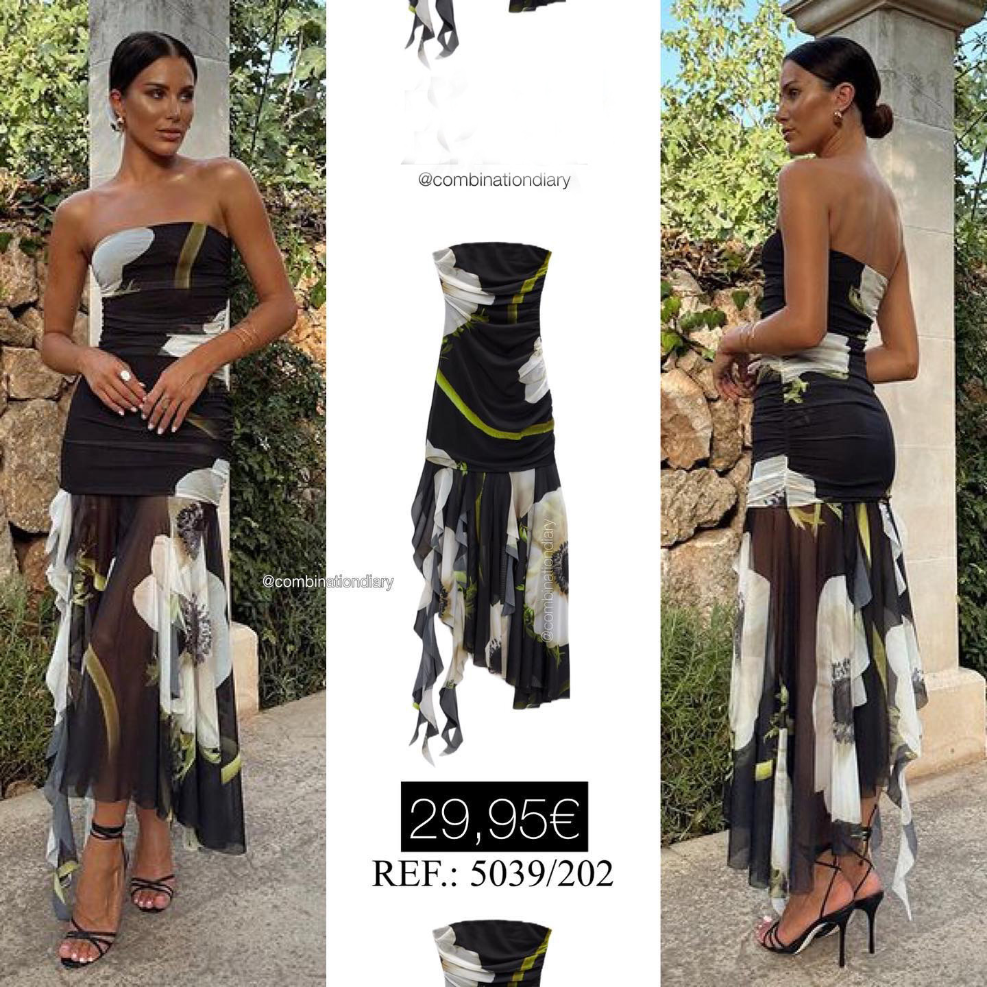 European And American Style Summer Womens New Silk Mesh Printed Tube Dress