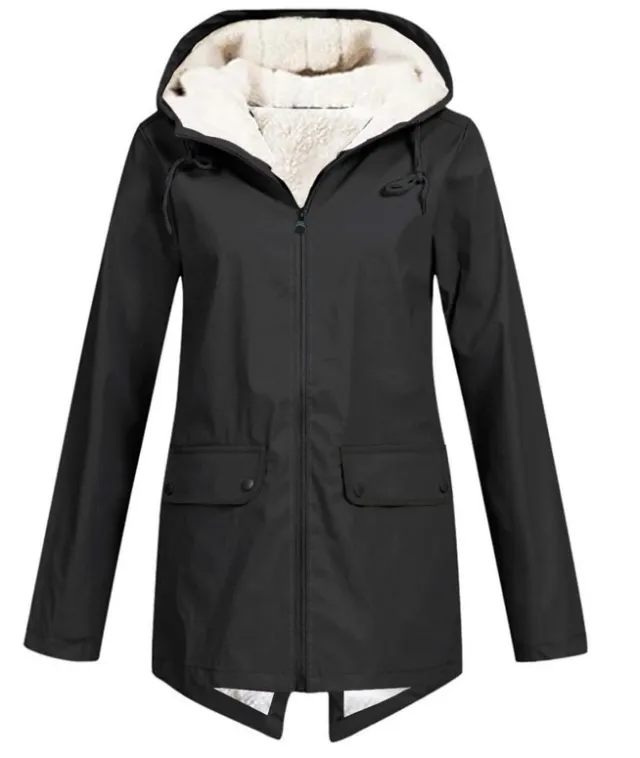 Shell Jacket European And American Autumn And Winter Outdoor Fleece Padded Coat Black - Shop at LoveMi