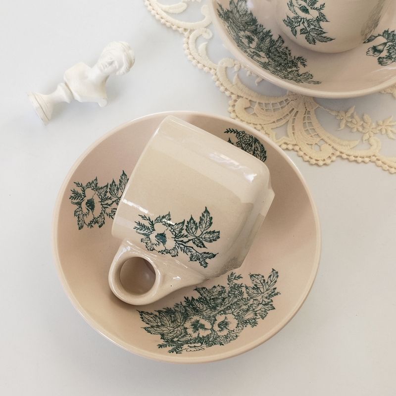 Title 4, Ins Style Retro Ceramic Green Coffee Set