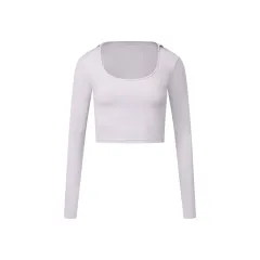 Autumn New Long Sleeve Nude Feel Fabric Sports Top - Nude - View 1