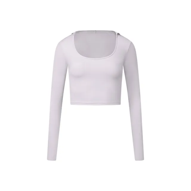 Autumn New Long Sleeve Nude Feel Fabric Sports Top White - Shop at LoveMi