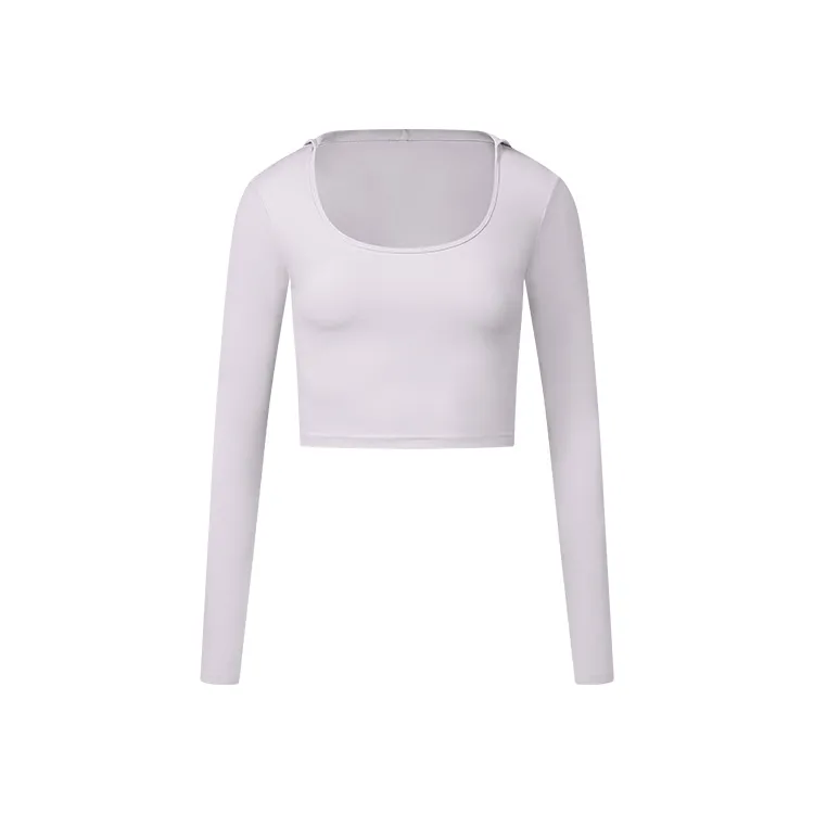 Autumn New Long Sleeve Nude Feel Fabric Sports Top - Nude