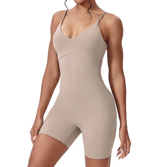Hollow Shorts Yoga Bra Sports Hip Lifting One piece M Almond Color - Shop at LoveMi