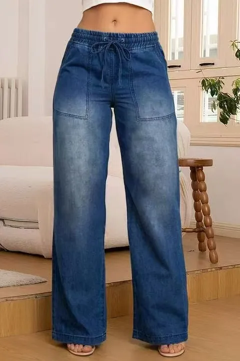 Women's Casual Slim Fit All matching Straight Jeans Dark Blue - Shop at LoveMi