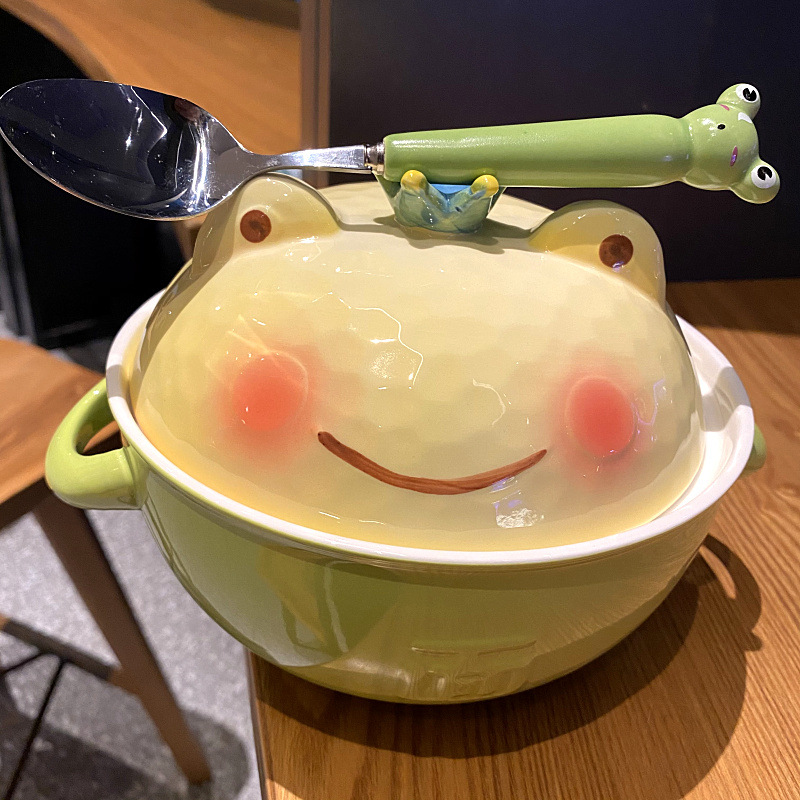 Bowl Yellow Lid Frog Spoon