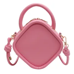 Women's Personalised Wild Candy Colour Soft Leather Shoulder Messenger Bag - Pink - View 1