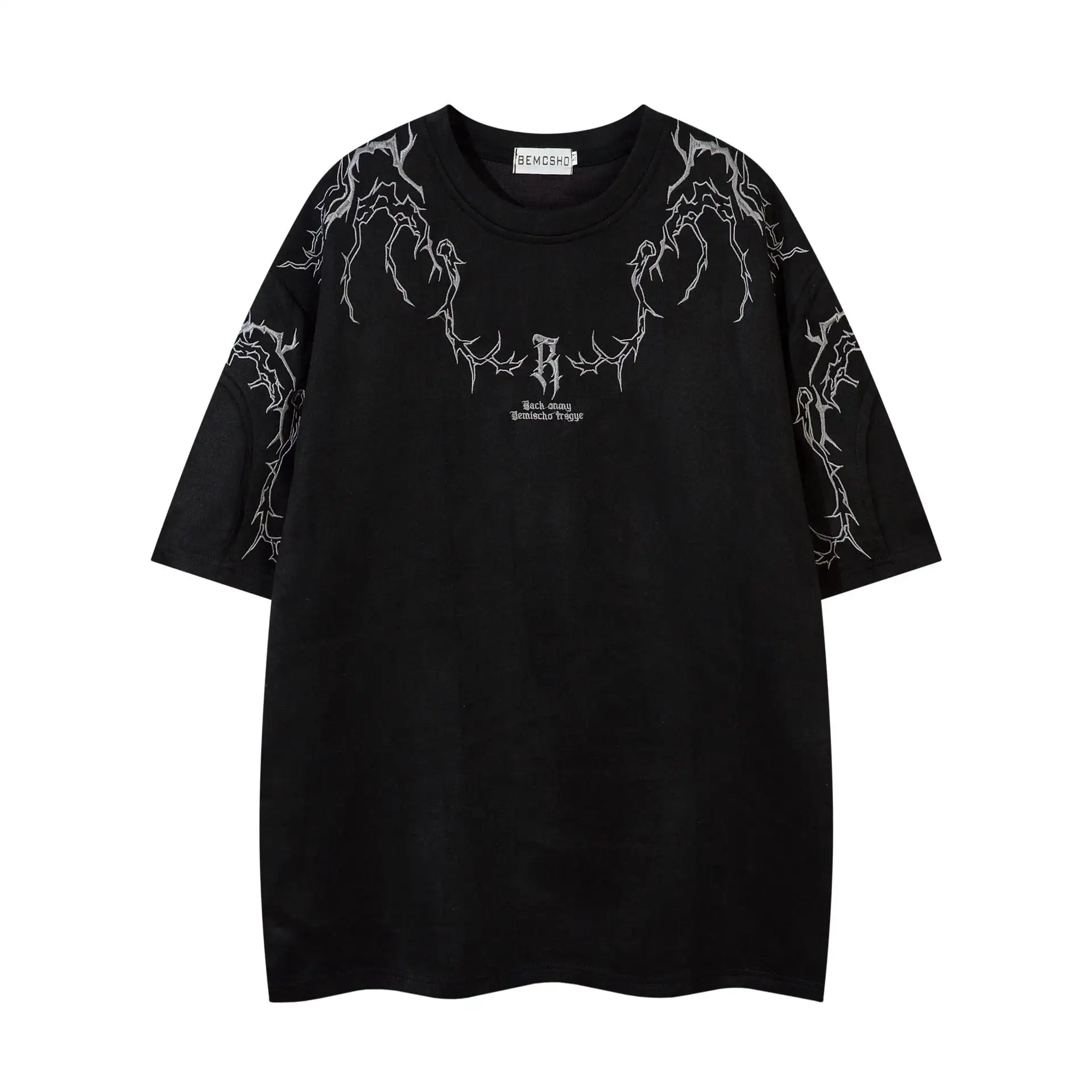 Summer Suede T-shirt Thorn Embroidery Short Sleeve