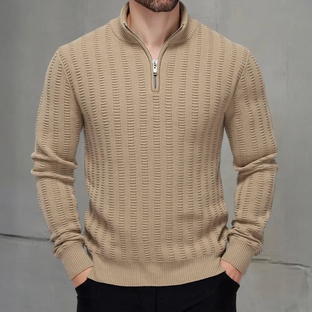 Mens Knitted High-Neck Long-Sleeve Sweater