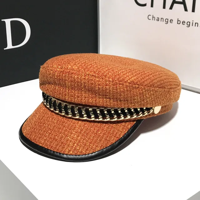 French Elegant Western Style Octagonal Cap Women Orange - Shop at LoveMi