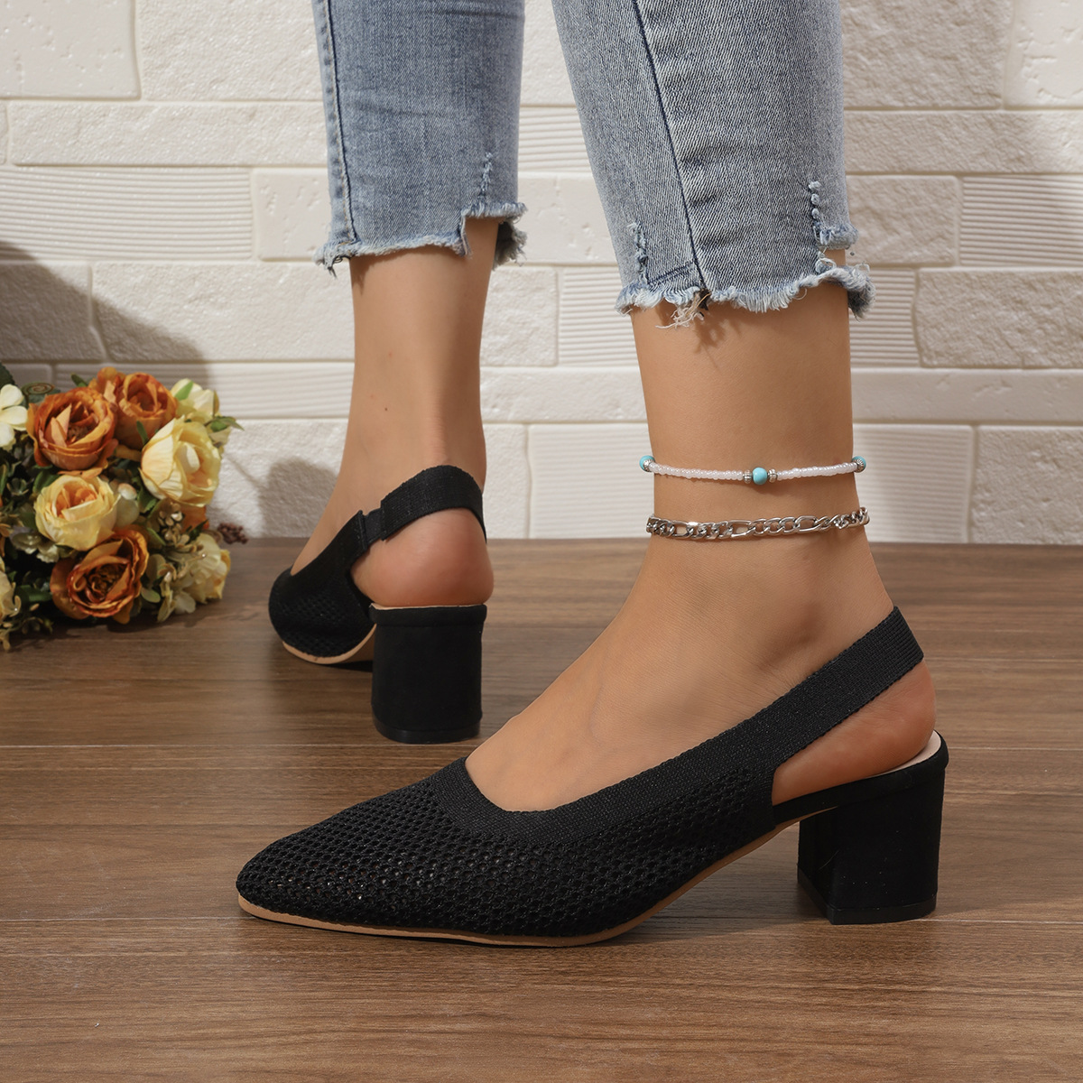 Flyknit Square-Toe High Heels, picture 3 of 6