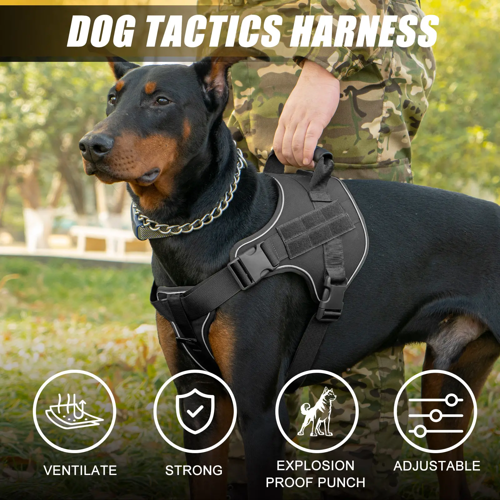 Traction Rope For Large Dogs Breathable Tactical
