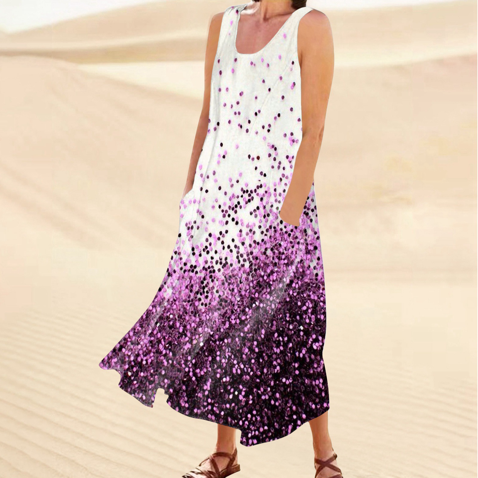 Women's Casual Printed Loose Vest Dress