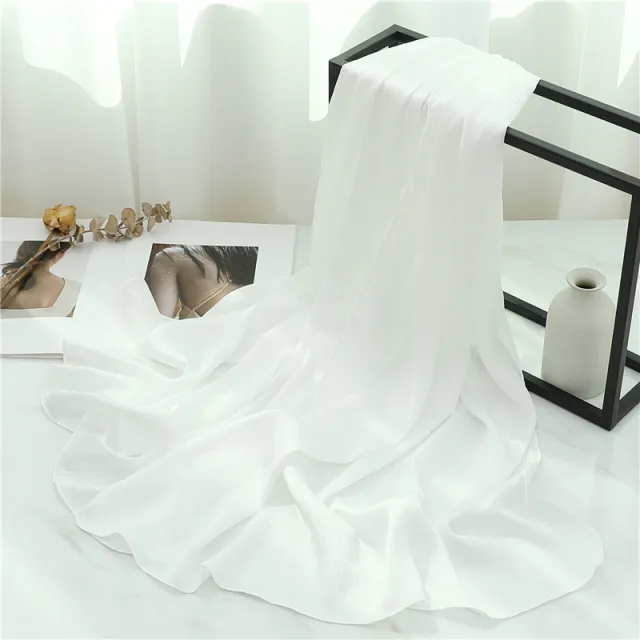 Solid Color Silk Scarf Basic All matching White - Shop at LoveMi