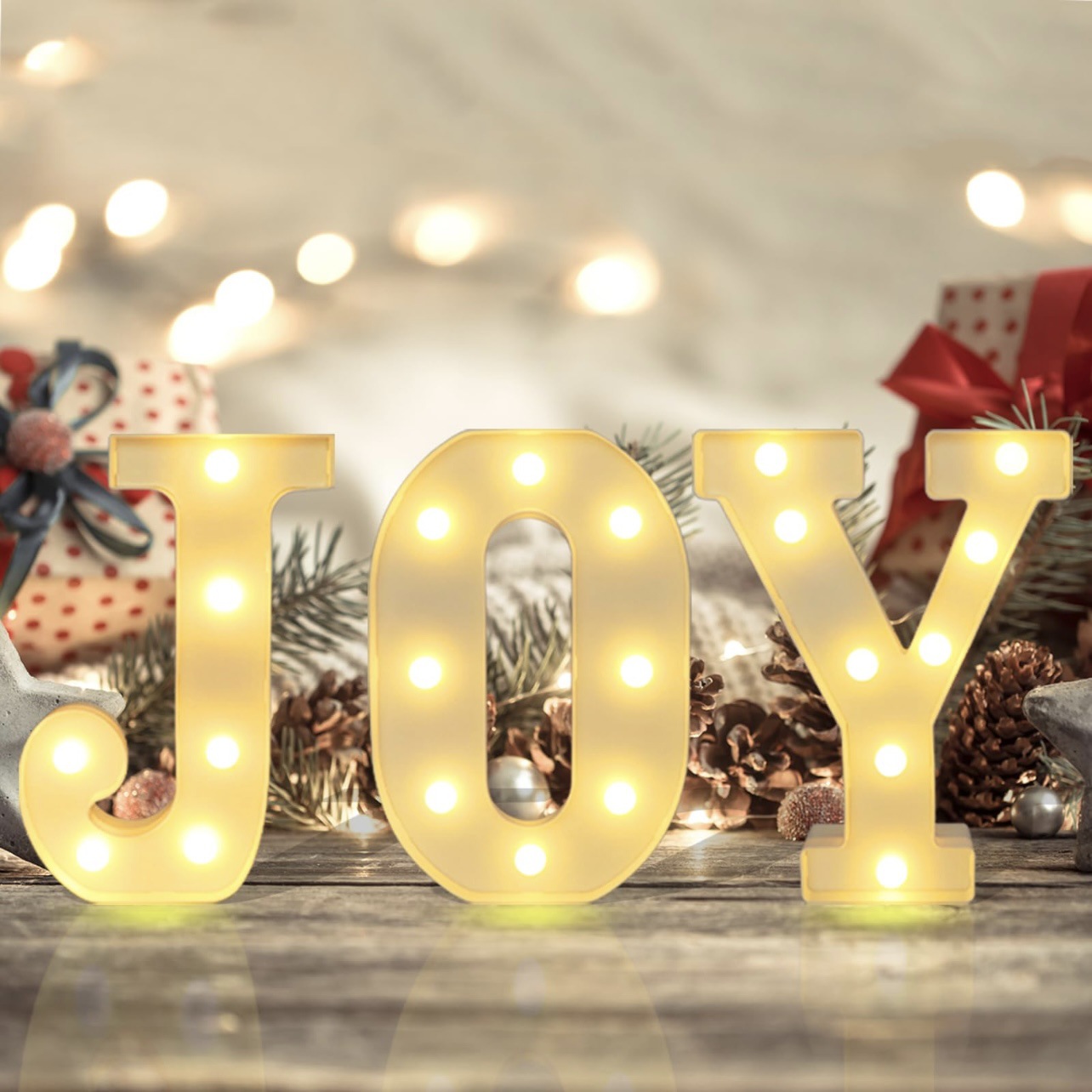 Title 20, Merry Christmas Letter Light JOY Decorative Let...