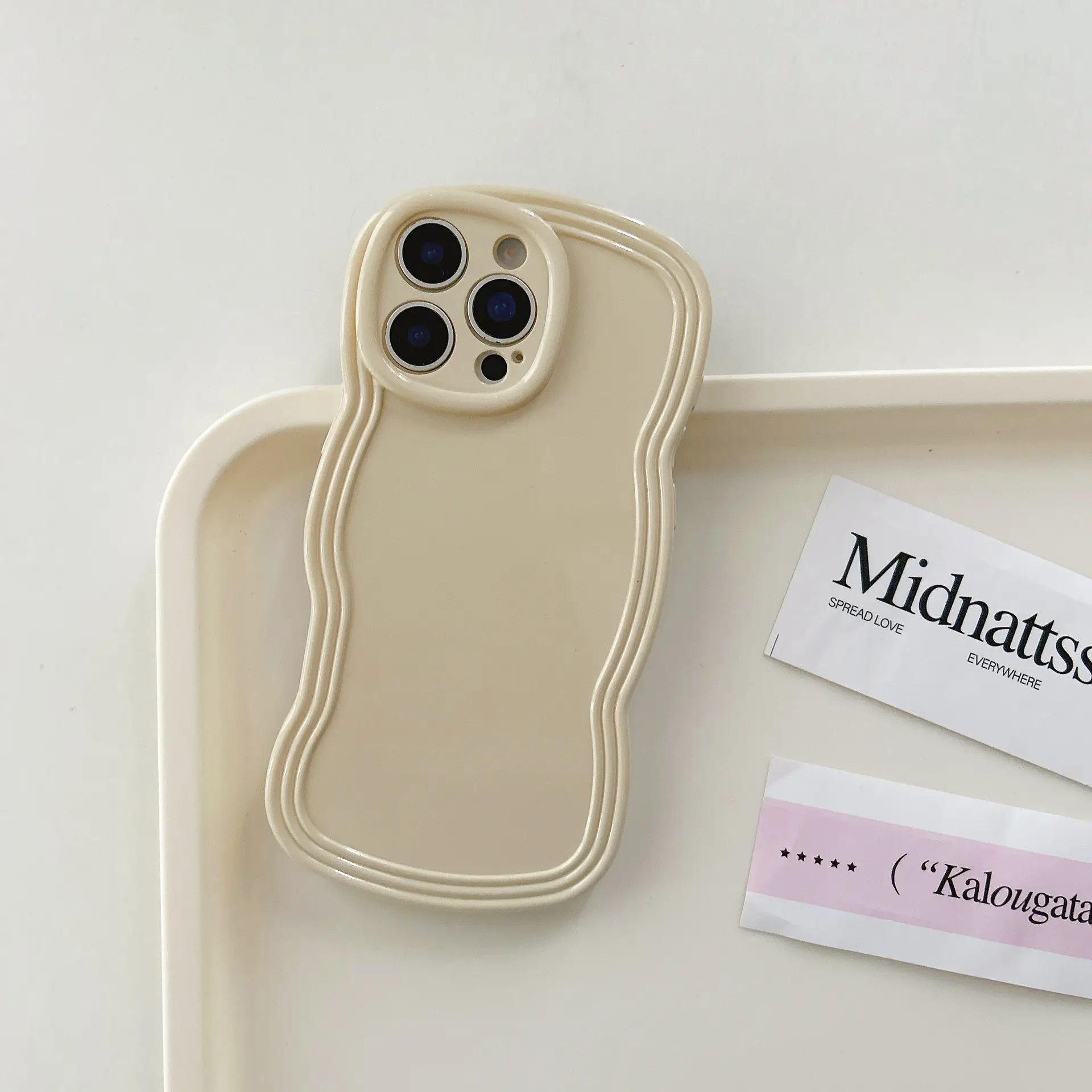 Simple Cream Candy Color Wave Phone Case