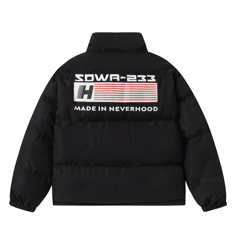 Letter Printing Stand Collar Cotton-padded Coat Men's Winter Thickened Casual American Street Warm