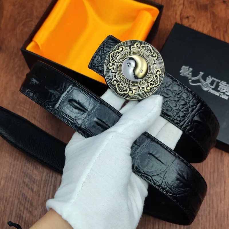 Men's Leather Belt Gossip Head Faucet - Crocodile Gossip