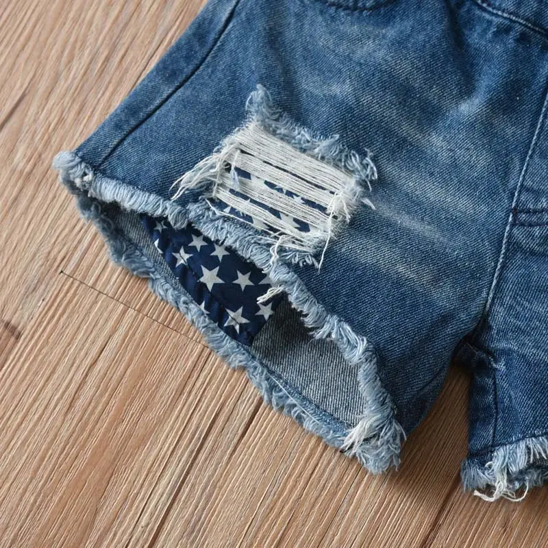 Girls' Spaghetti-strap Floral Print Jeans Suit