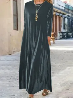 New Thick And Elegant Velvet Women's Dress - Silver - View 1
