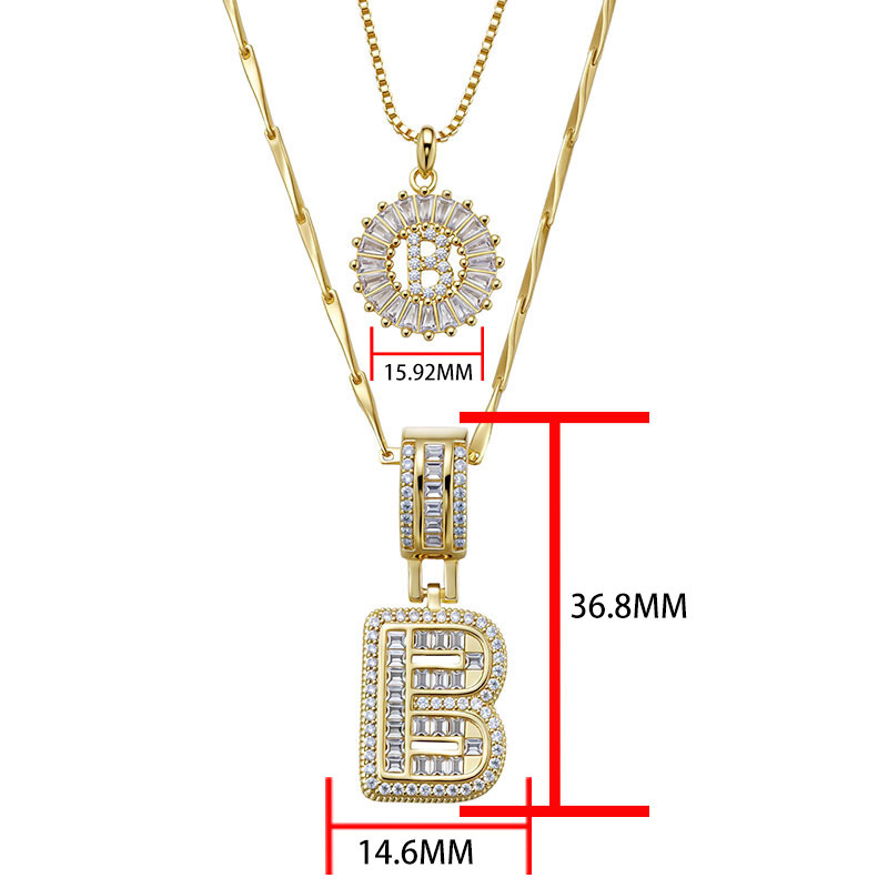 Trendy Round Zircon Letter Pendant Necklace With Layered Clavicle Chain - Image 3