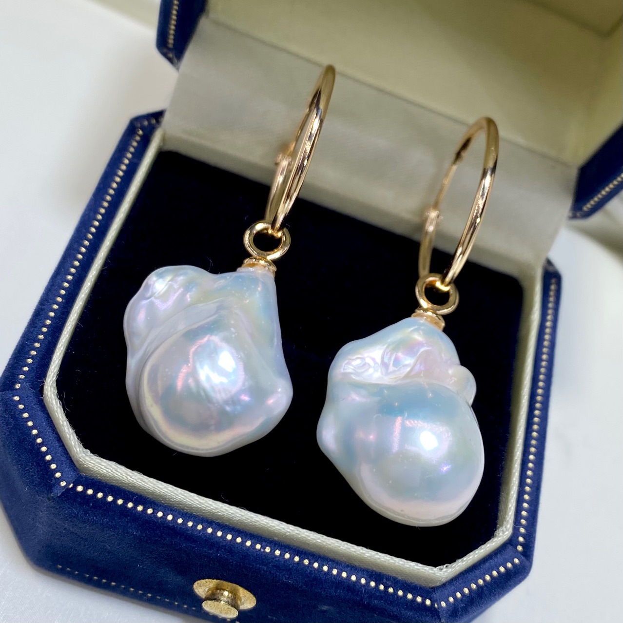 New Natural Baroque Shaped Pearl Earrings