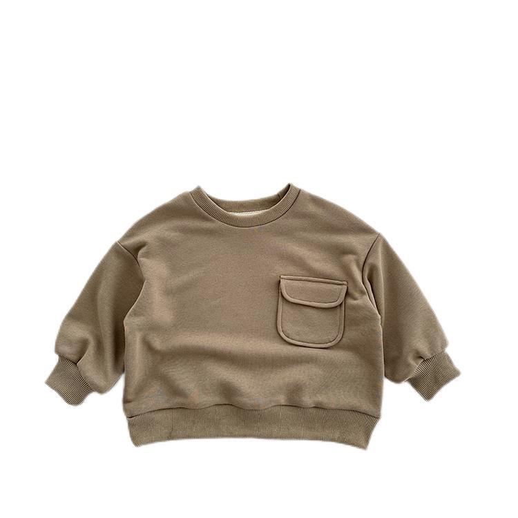 Loose Pockets Solid Color Pullover