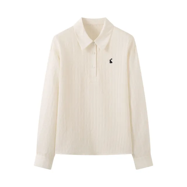 Early Autumn New Embroidered Striped Shirt For Women Beige - Shop at LoveMi