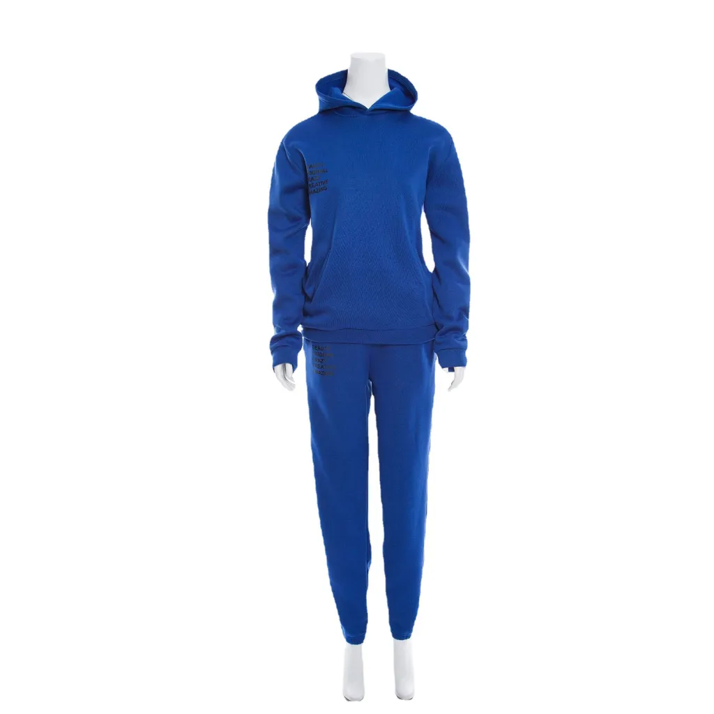 Women's Sports Casual Letter Sweater Ankle-tied Sweatpants Suit Two-piece Set - Dream Blue