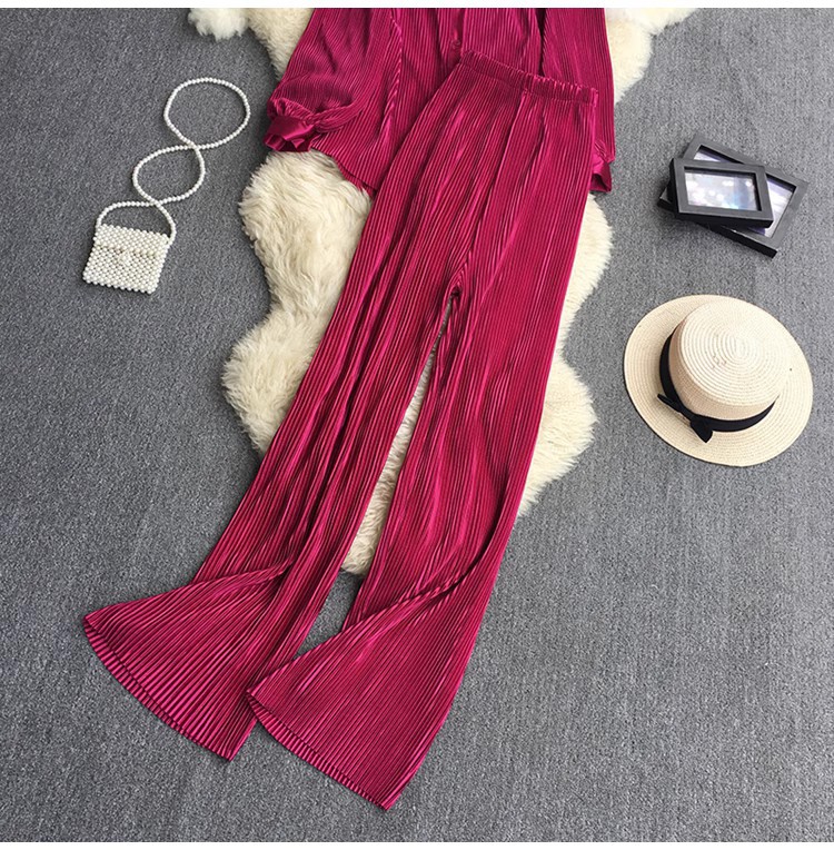 Socialite Temperament Leisure High Waist Drape Pleated Wide-leg Trousers