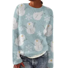 Digital 3D Christmas Round Neck Long Sleeve Sweater - 2 Colours - View 1