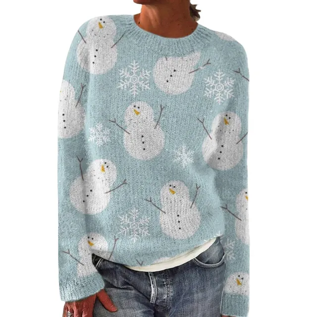 Digital 3D Christmas Round Neck Long Sleeve Sweater 2 Colors 3Xl - Shop at LoveMi