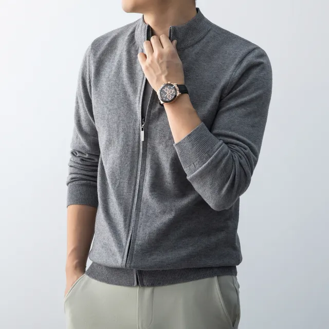 Commute Leisure New Men's Stand Collar Simple Outdoor Sweater Light Gray - Shop at LoveMi