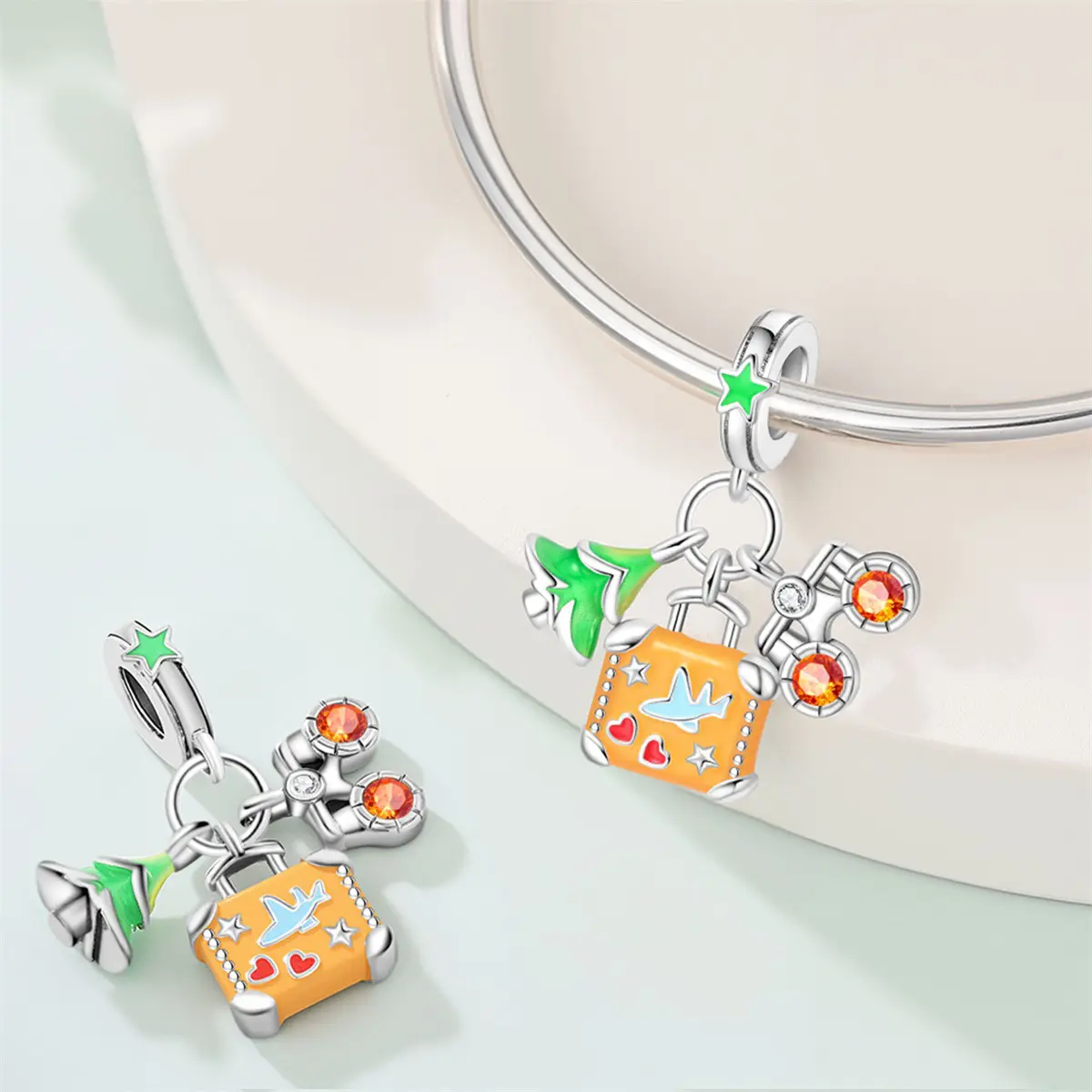Airplane Suitcase World Travel DIY Bead Pendant