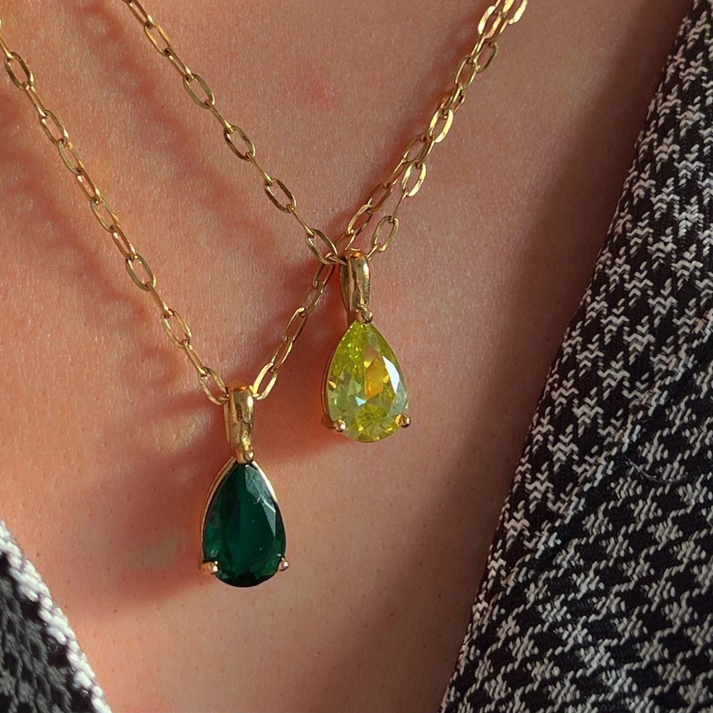 Water Drop Teardrop December Birthday Stone Necklace