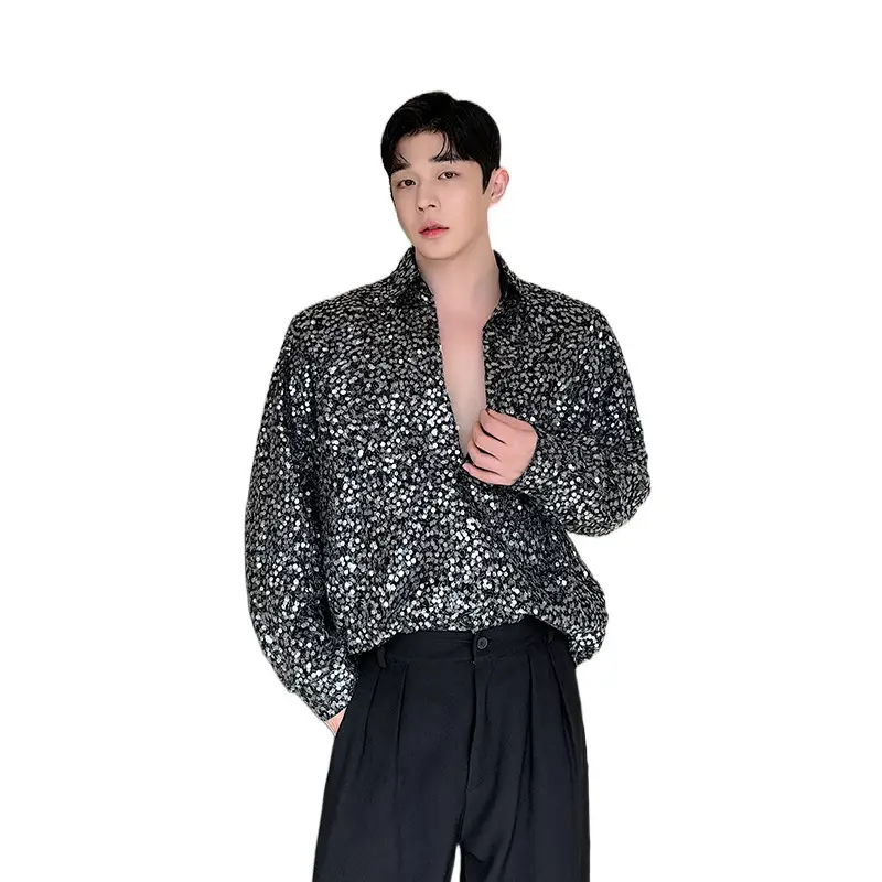 Men's Fashion Irregular With Personality Sequined Shirt
