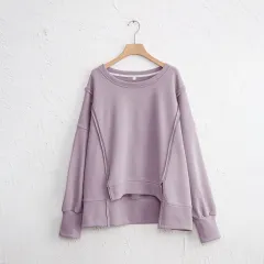 Female Loose And Irregular Niche Sweater Top - Dirty Purple - View 1