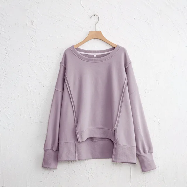 Female Loose And Irregular Niche Sweater Top Dirty Purple - Shop at LoveMi