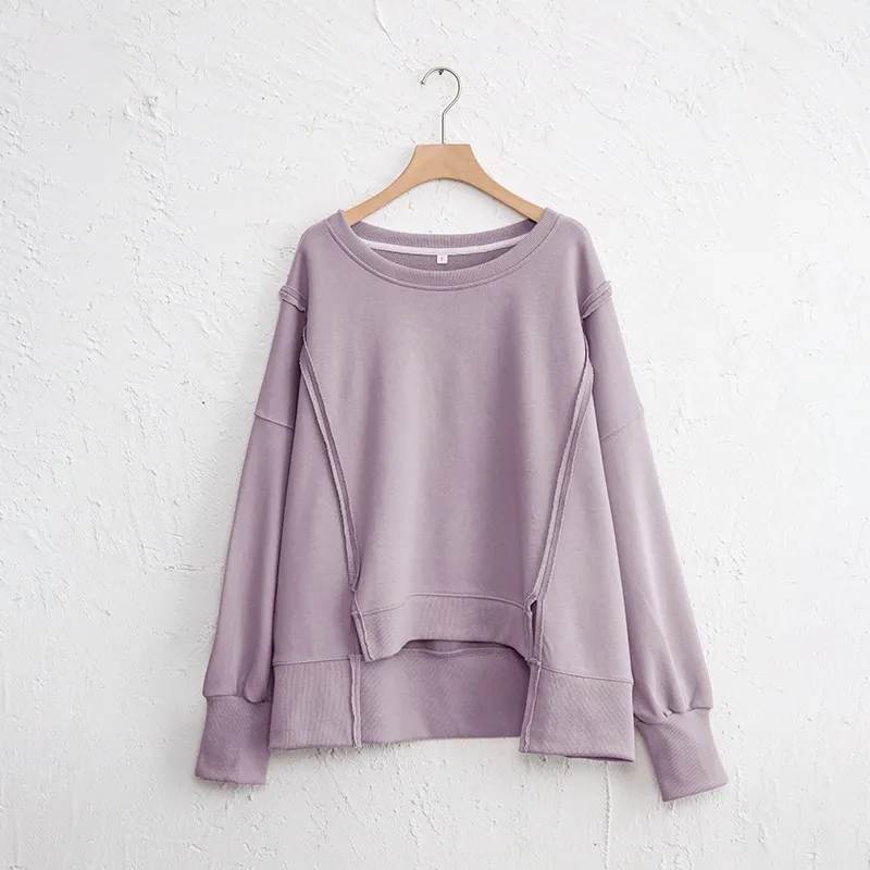 Female Loose And Irregular Niche Sweater Top - Dirty Purple