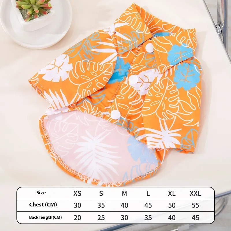 Pet Beach Leaf Shirt Hawaii - Orange
