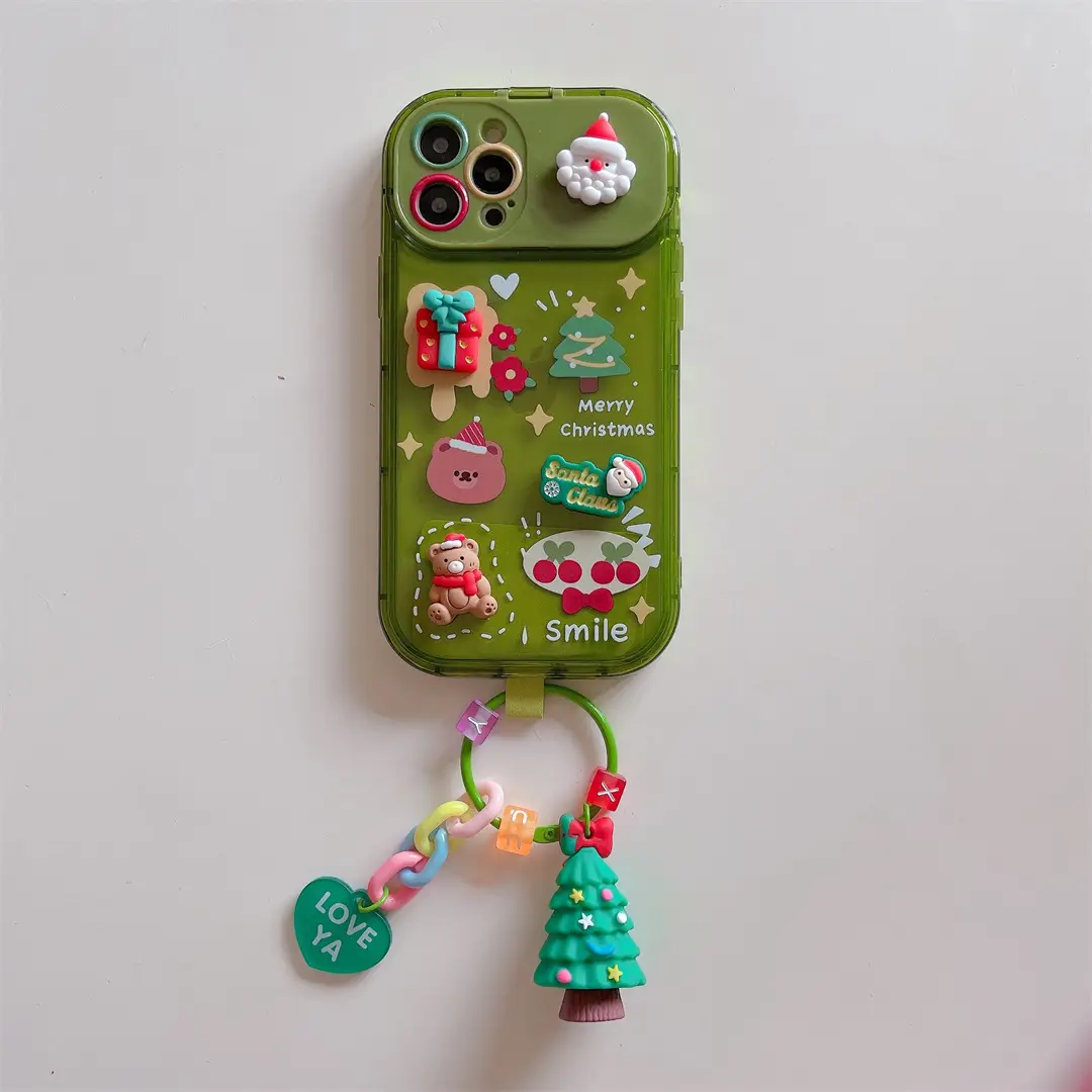 Three-dimensional Cartoon Christmas Reindeer Contact Lens Phone Case