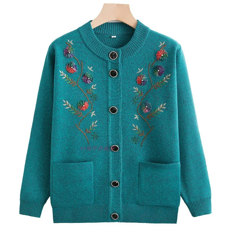 Mom's Winter Sweater Cardigan Spring And Autumn - Sky Blue