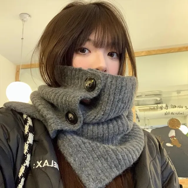 Ins Style Women's Autumn And Winter Solid Color Cold proof Warm Scarf Dark Gray - Shop at LoveMi