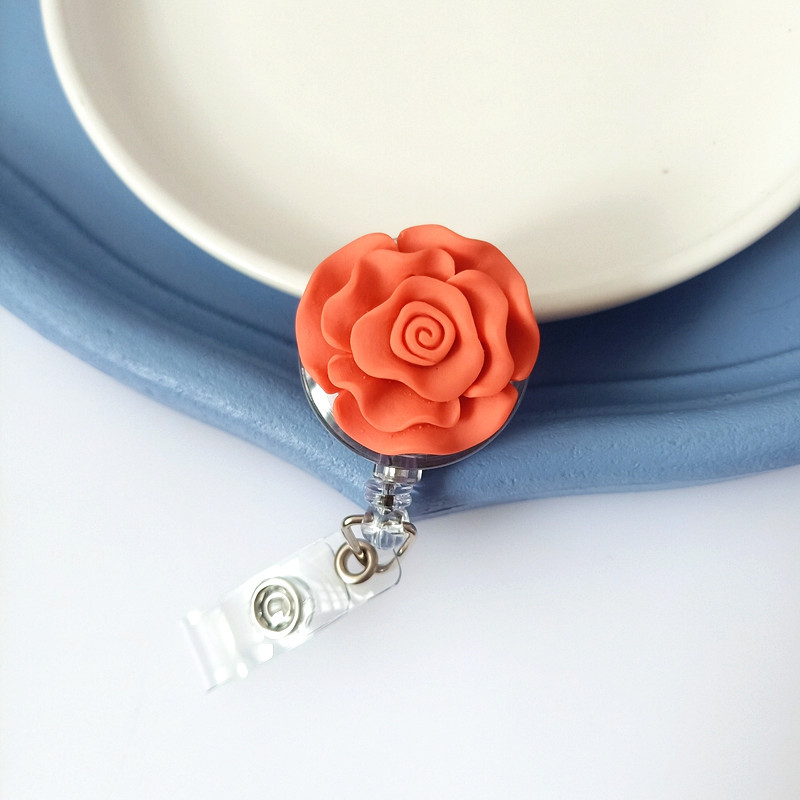 Resin Flower Employee ID Lanyard Clip With Adjustable Buckle