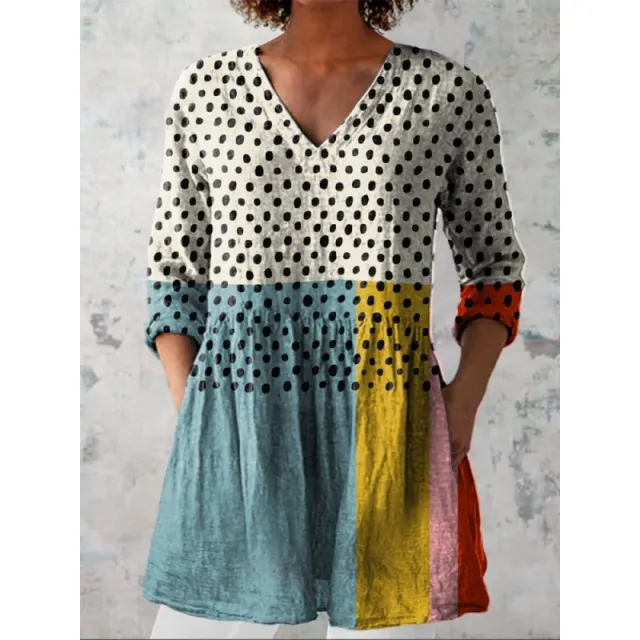Summer Urban Casual V neck Wave Loose Dress Lyq40Wmvq0019 L - Shop at LoveMi