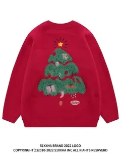 Christmas Design Sense Autumn And Winter Loose Couple Knitwear Sweater - Red - View 1