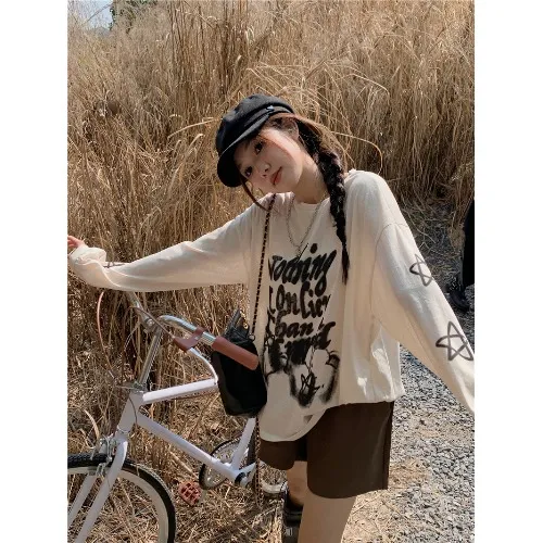 Women's Autumn American White In Thin Section Blouse Mid length Bottoming Shirt Top Xingx T Shirt - Shop at LoveMi