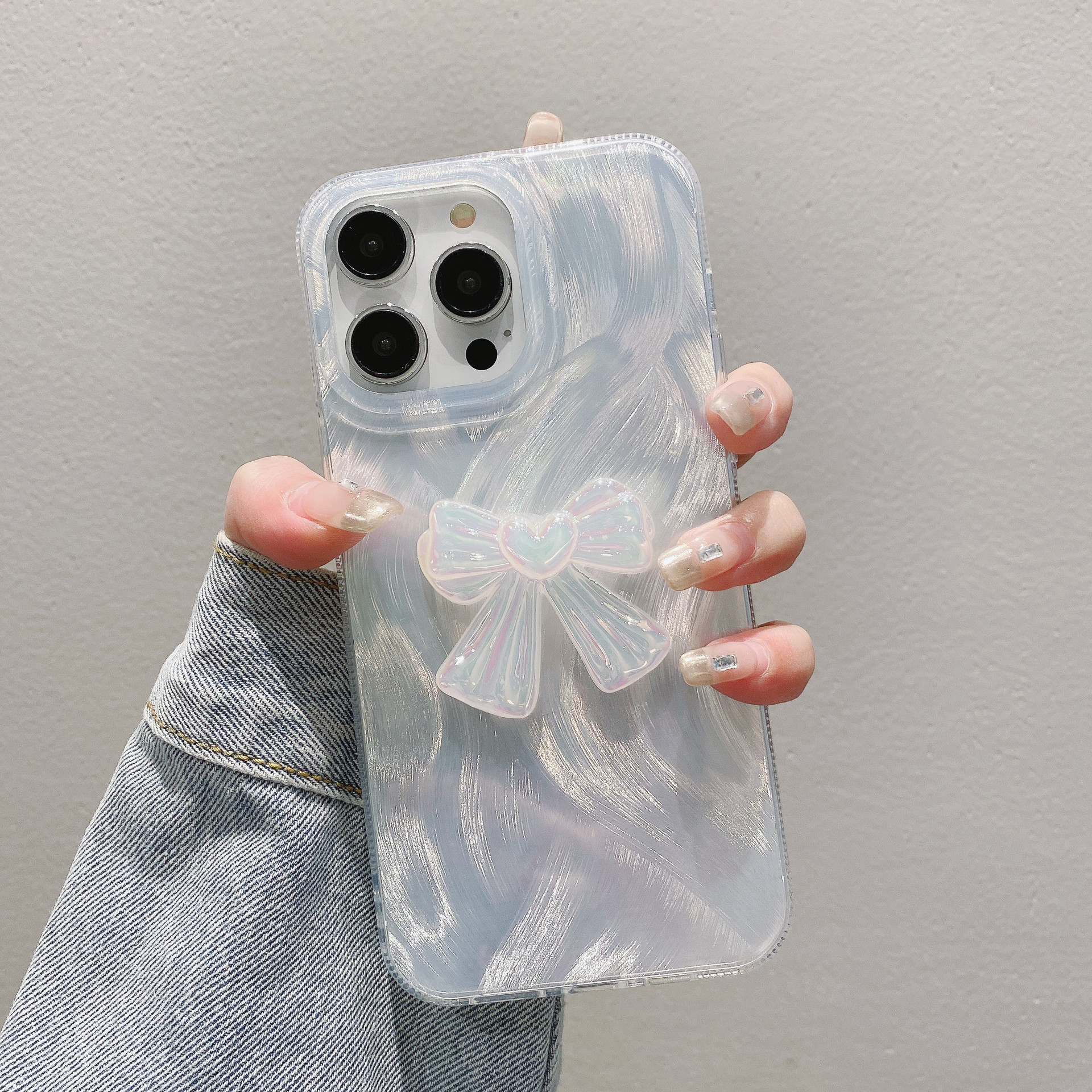 Luxury Feather Yarn Bow Knot Chain Phone Case