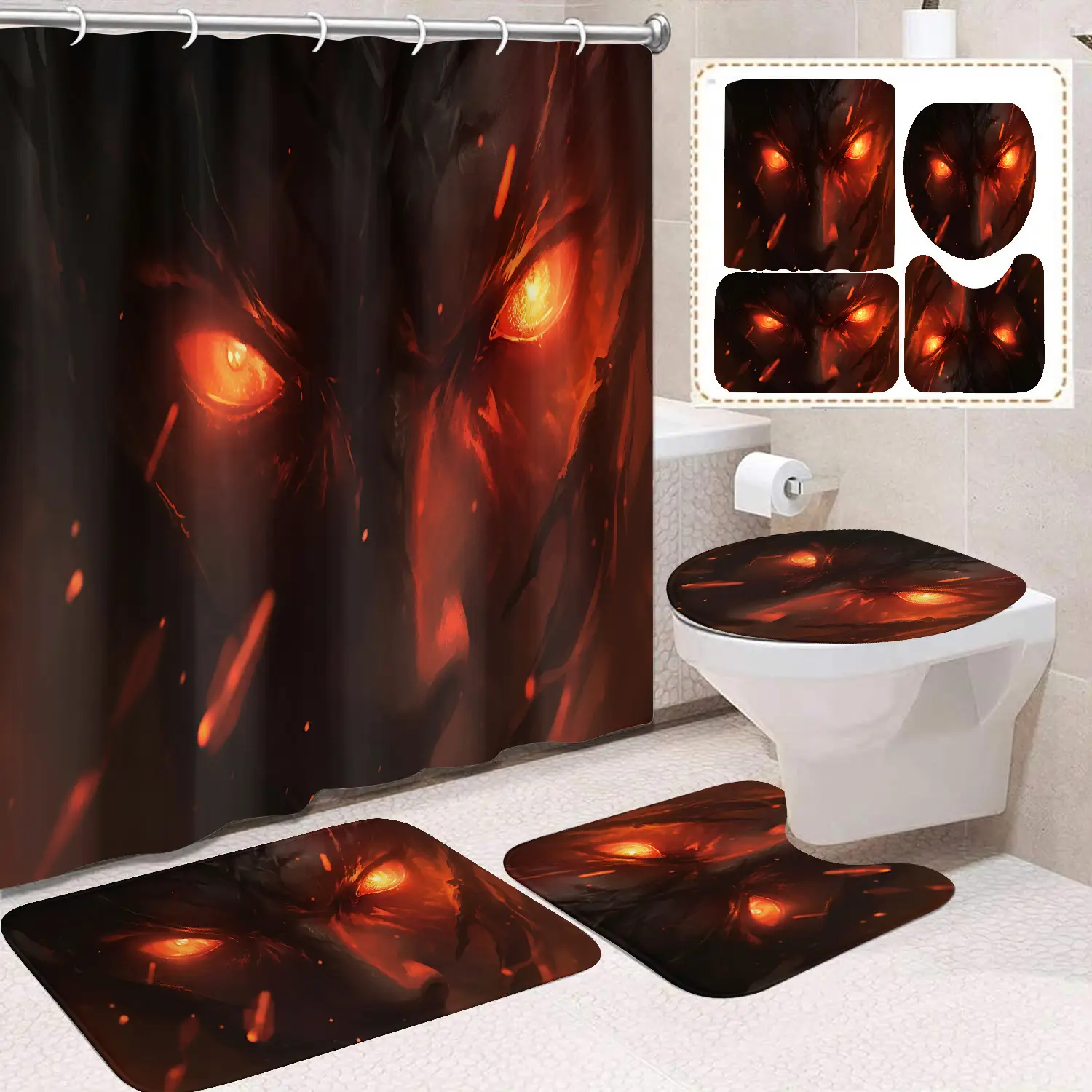 Horror Blood Skull Digital Printing Bathroom Curtain